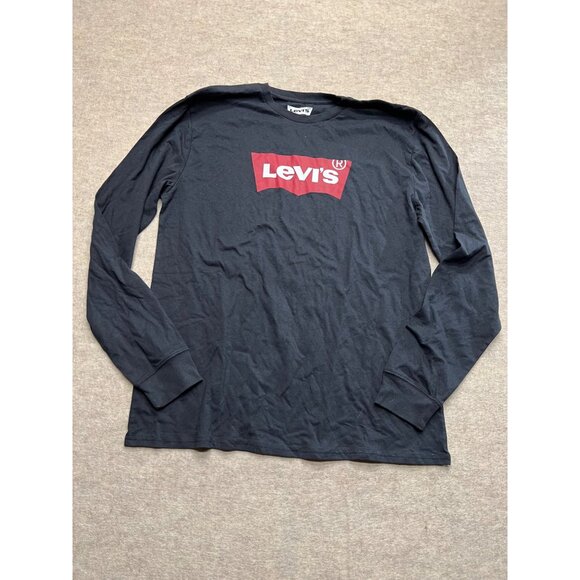 Levi's Red Tab Logo Black Long Sleeve Crewneck T-shirt Size XL - Picture 1 of 6